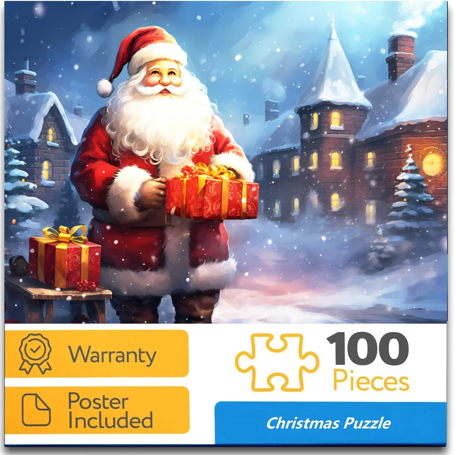 100Pcs Santa Christmas Jigsaw Puzzle,the gifts that count, Fun Learning Educational Toy, Xmas Newyear Gifts for Family Time