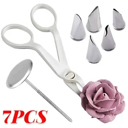 Flower Scissor Cake Tray Tulips Rose Nozzle Nail Dessert Bakeware Kitchen Baking Decor Lifter Fondant Cream Decorating Tool