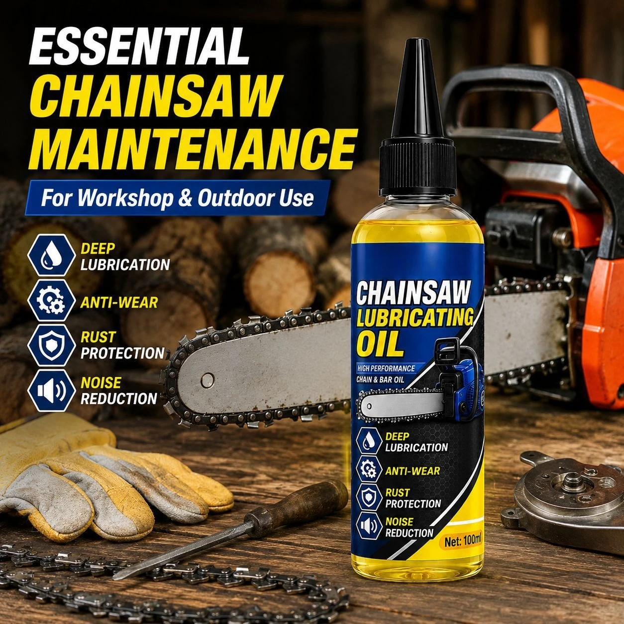 100ml Motorcycle Bike Chain Lubricant Chainsaw Lubricant Oil Rust-Proof Deep Penetrating Lubricant Hedge Trimmer Lubricant
