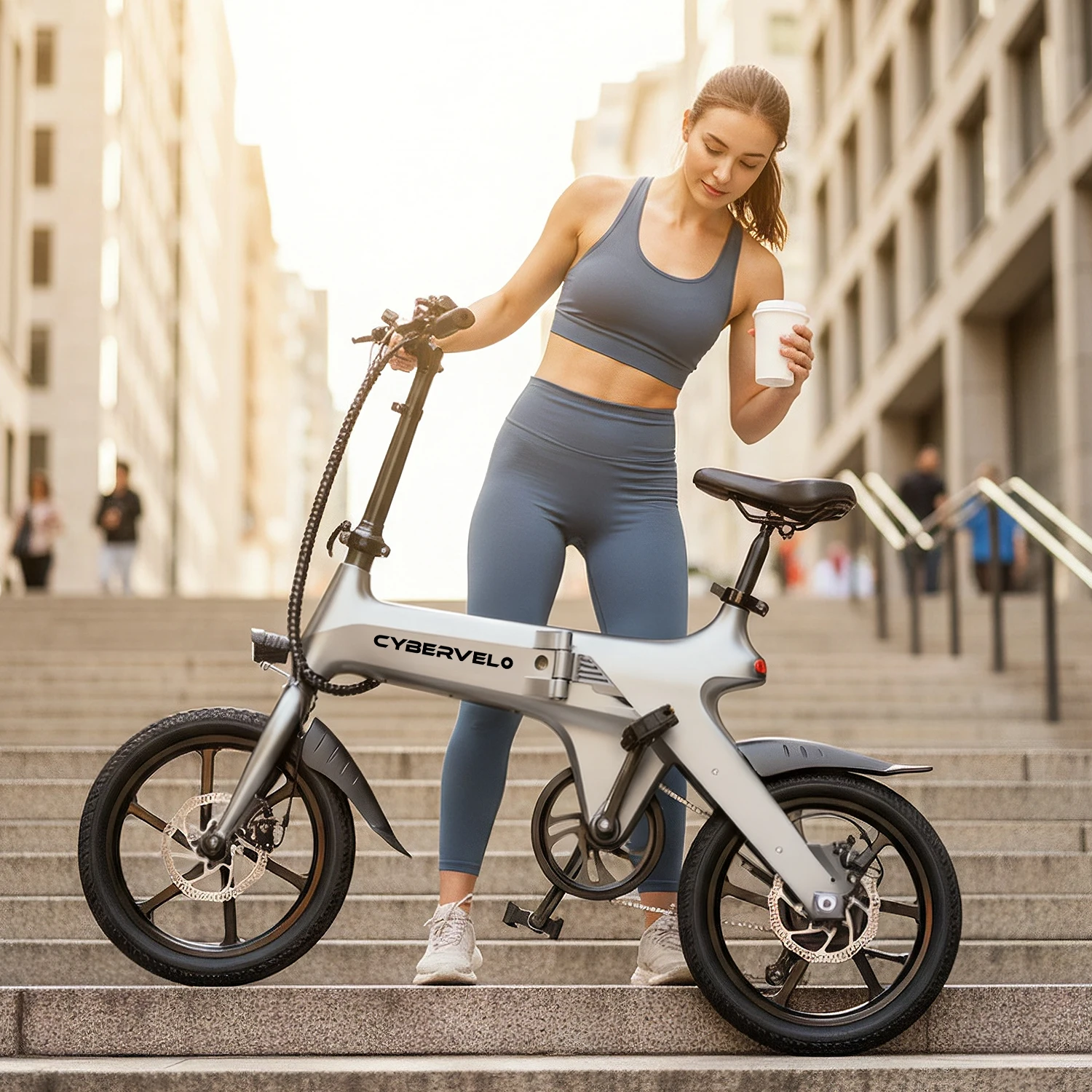 

500W Peak Foldable City Commuter, Adult lightweight City Travel Cruiser 20MPH, 36V 468Wh Internal Water-Proof Battery E-Bike