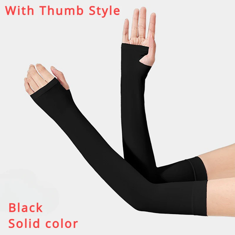 1 Pair Summer Finger Sleeve Cool Wearing High Elastic Elbow Spring Outdoor Riding Fingerless Fishing Custom Ice Silk