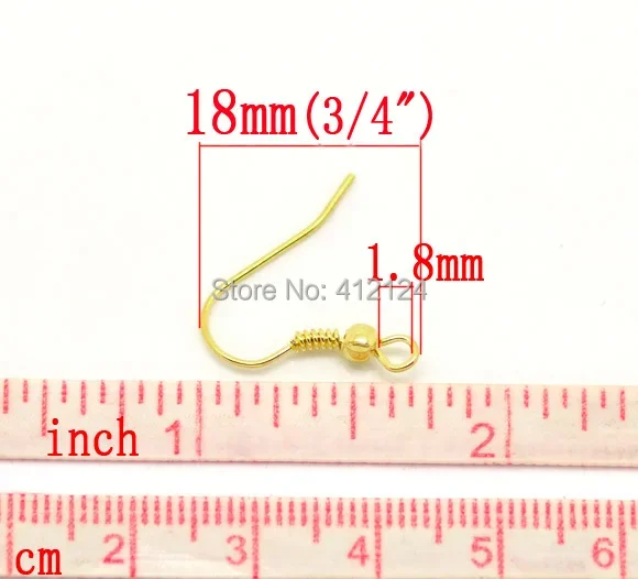 7500Pcs Wholesale Gold Plated Earring Wire Hooks Jewelry Charms Findings 21x18mm