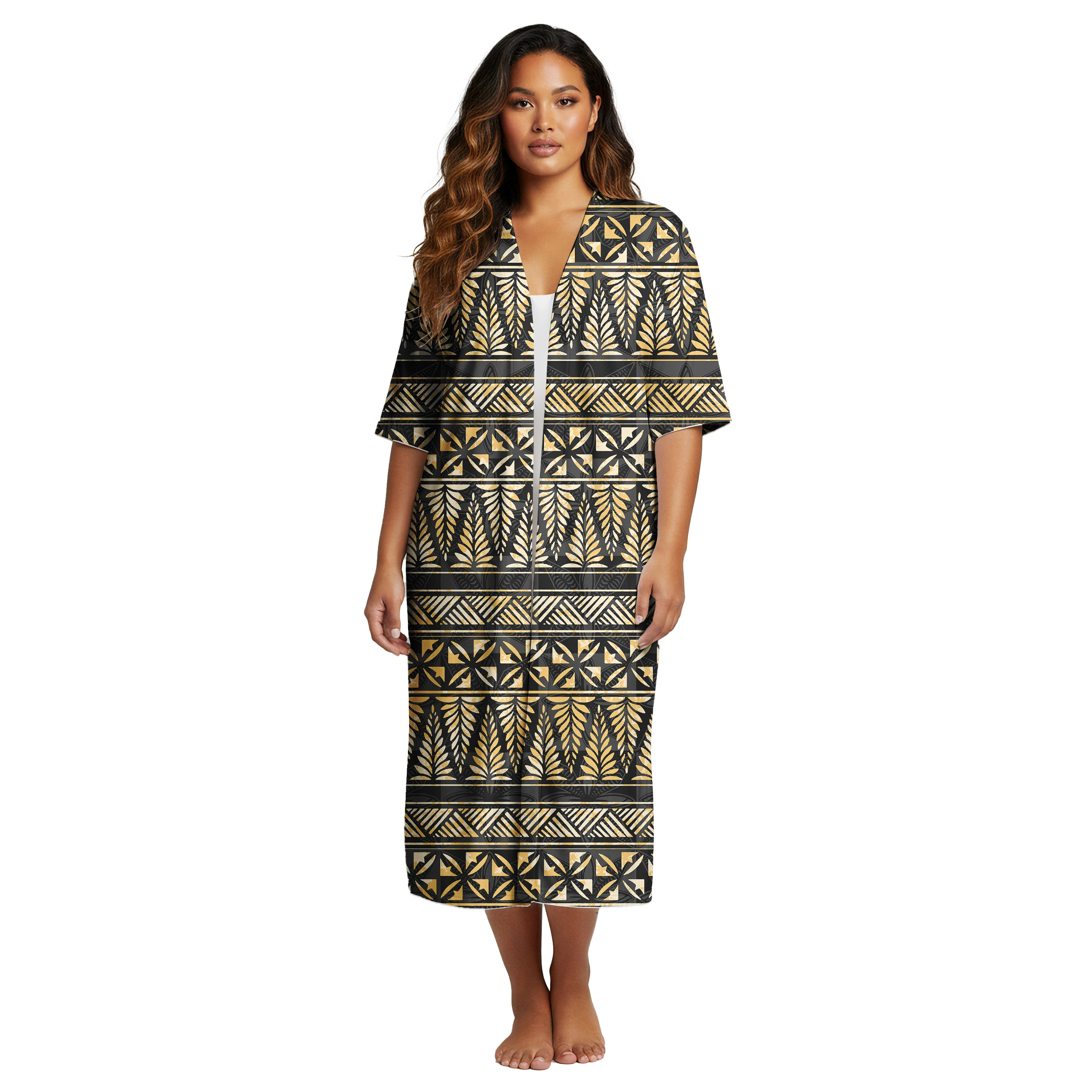 Fabryczna Cena Damska Odzież na Zamówienie Hawajski Swobodny Kardigan Peleryna Samoński Styl Etniczny Polinezyjski Damski Oversize Kimono Kardigan