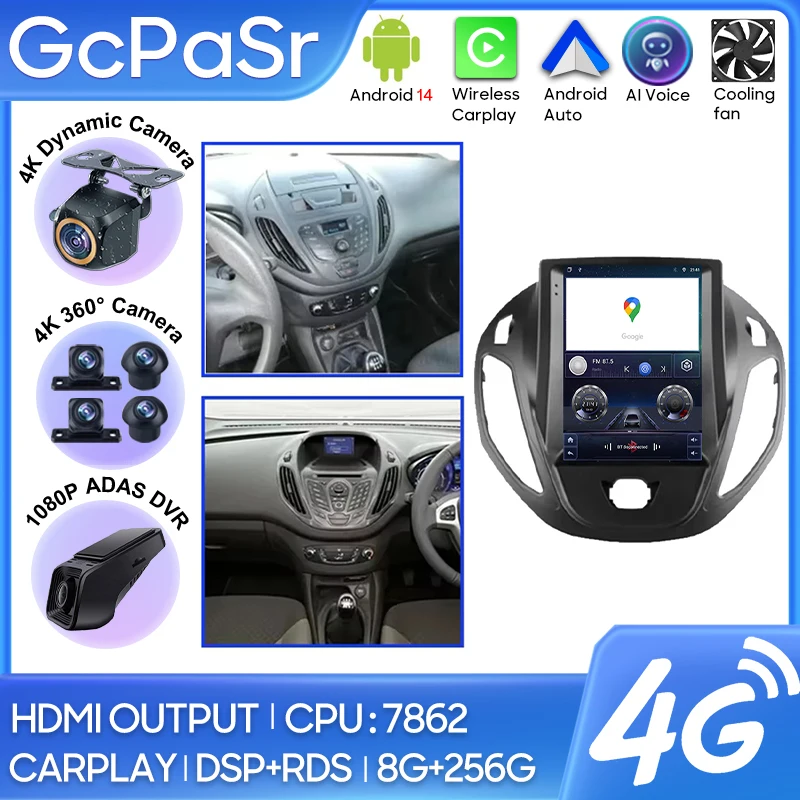 

Автомобильный радиоприемник Android 14 для Ford B-Max Transit Courier Tourneo 2012-2018 Carplay Navigation GPS Carplay Мультимедийный плеер без 2din