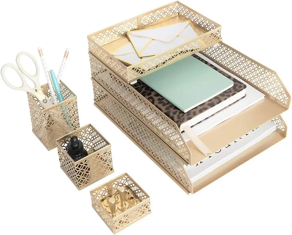 

Набор органайзеров для рабочего стола Aqua для женщин, 6 предметов, с сортировщиком для почты и сетчатыми держателями для ручек