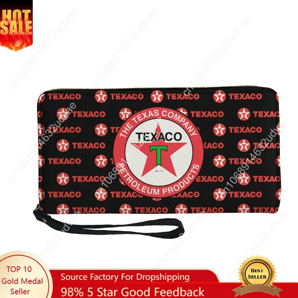 Texaco Wallet Purse Mens Womens Teenagers Zipper Long Wallets Double Print Commuter Personalized Portable Wallet Gift Bag
