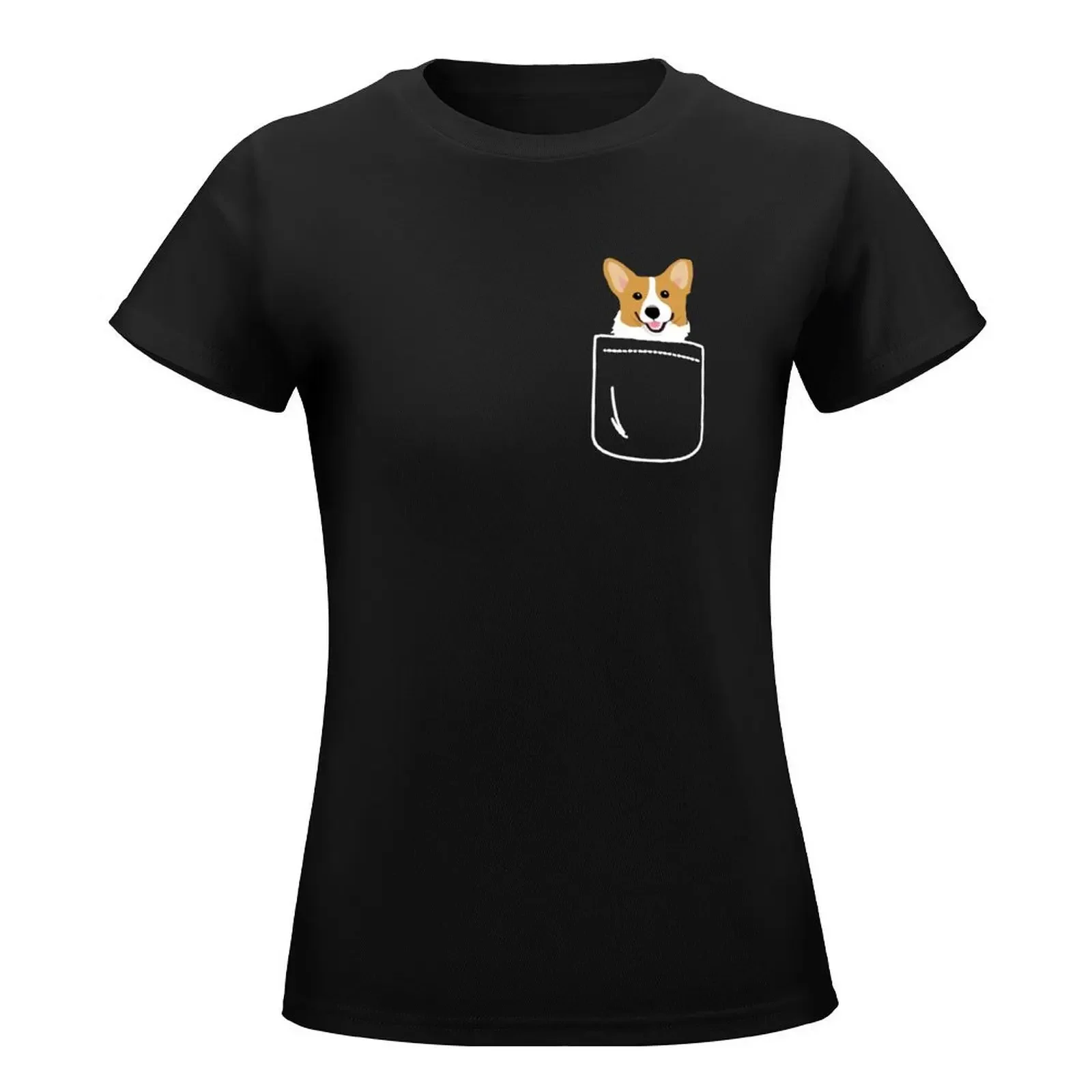 Corgi In Pocket Funny Cute Puppy Big Happy Smile T-Shirt cute tops Female clothing summer clothes workout shirts for Women