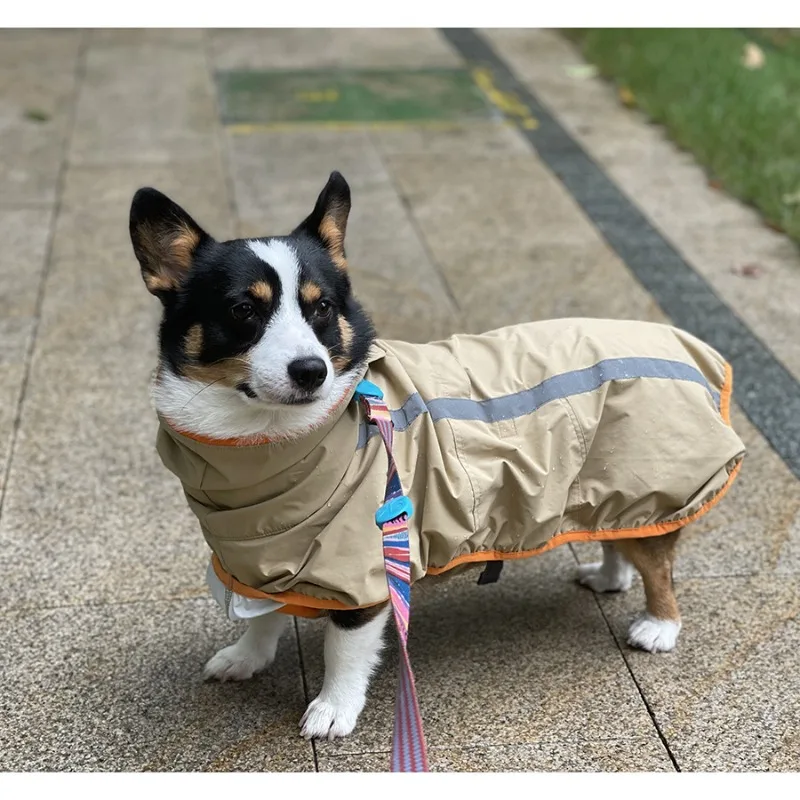 Pet Dog Raincoat for Large Dogs Corgi Walking Safety Reflective Strip Rain Poncho Short Leg Dog Waterproof Clothes