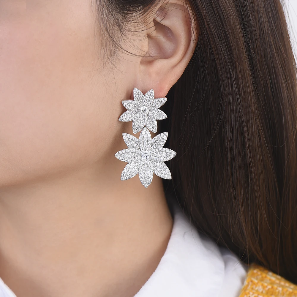 Kellybola High Quality Trendy Big Flowers Earrings Fashion Nigerian Indian Style For Women Daily Life Professional Lady Jewelry