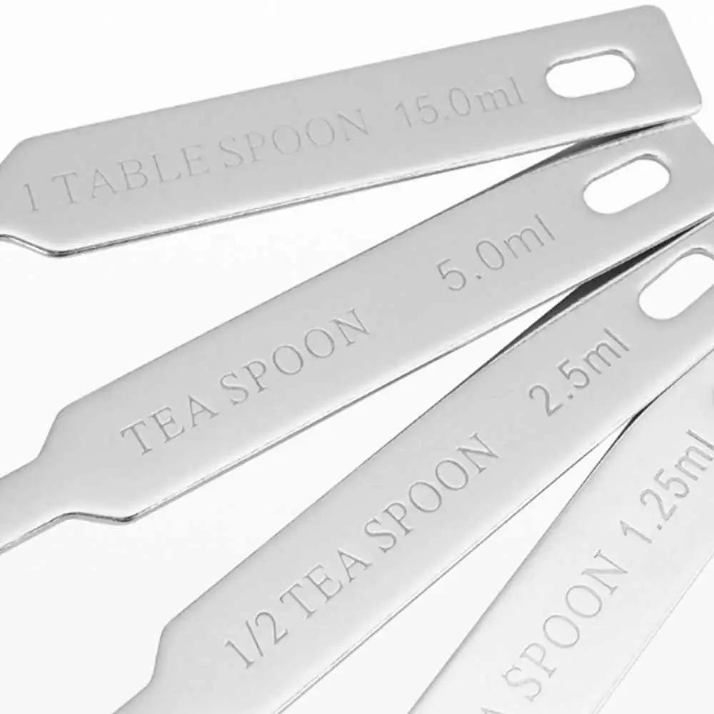 4Pcs Stainless Steel Measuring Spoons Set Teaspoon Stackable Spoon Coffee Sugar Scoop Ergonomic Grip Reusable