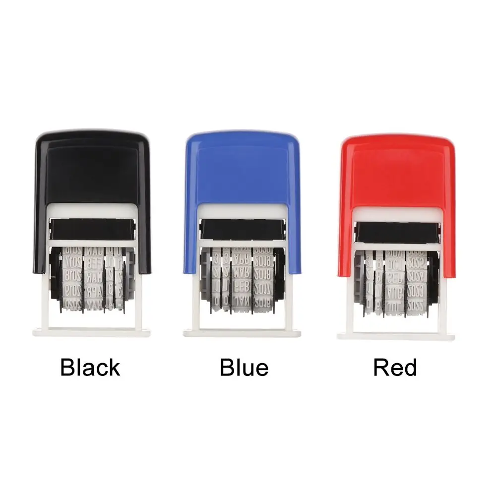 Durable DIY Square English Seals Multicolor Ink Date Stamp Plastic