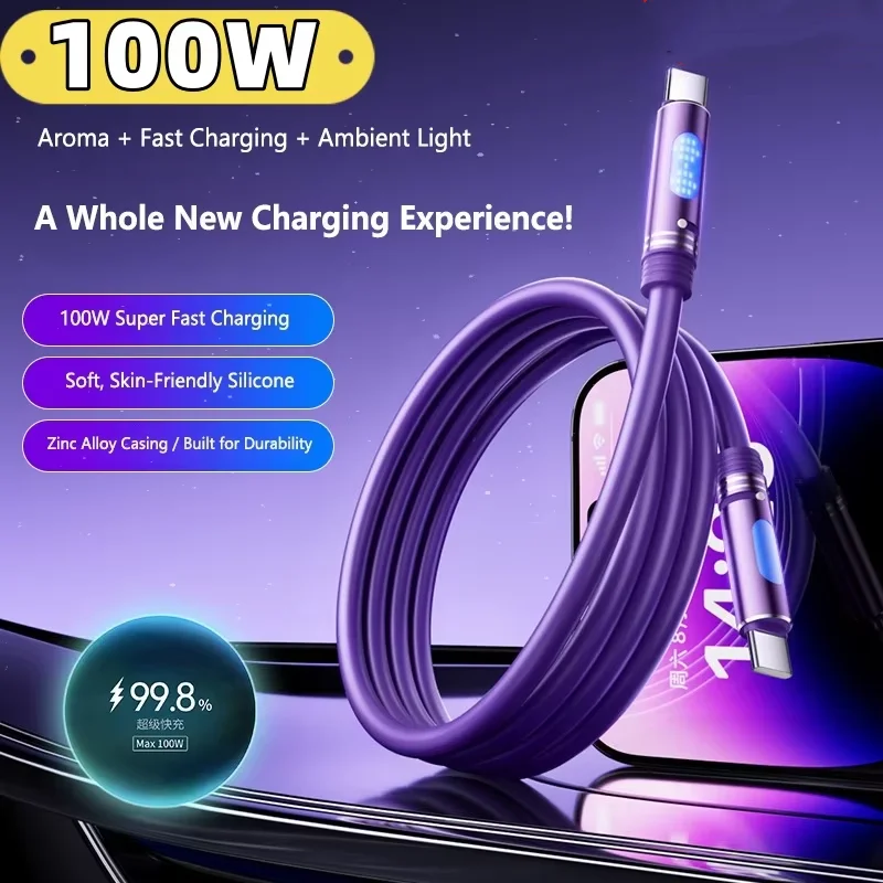 Aromatherapie-Stimmungslicht Dual Type-C Datenkabel Schnellladung für iPhone 16 17 Pro Max Xiaomi Type-C Ladekabel