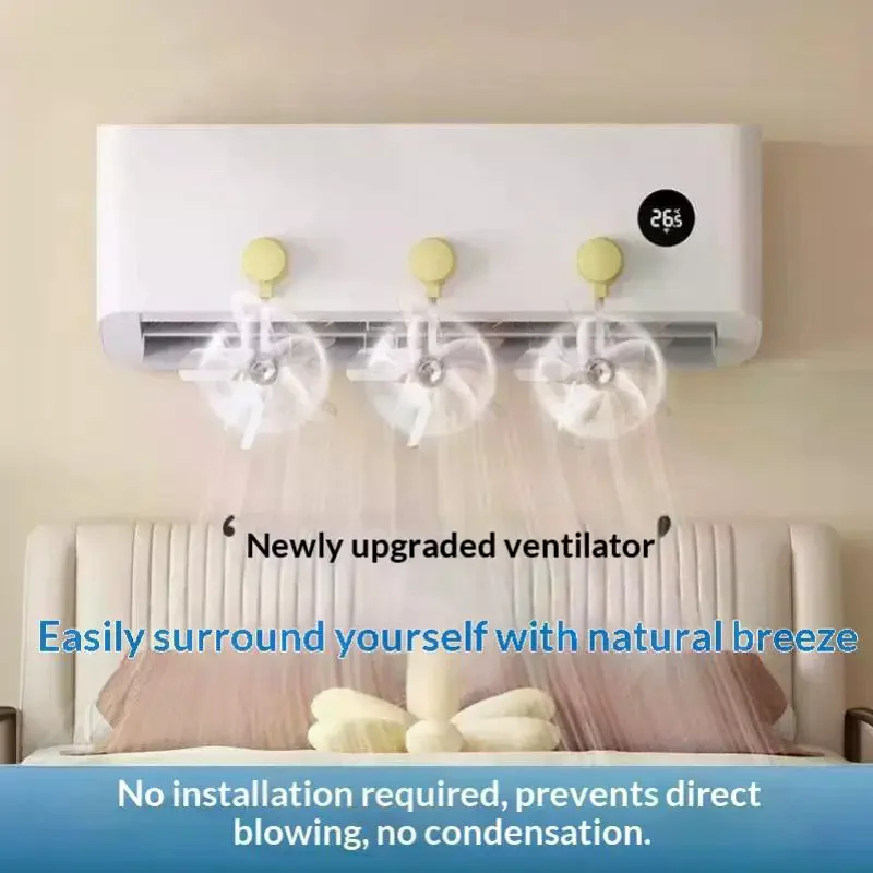 3-Piece Conditioning Guide Fan Wall-Mounted Prevents Direct Blowing Of Air Conditioner Ventilator Windmill Shaped Silent Air