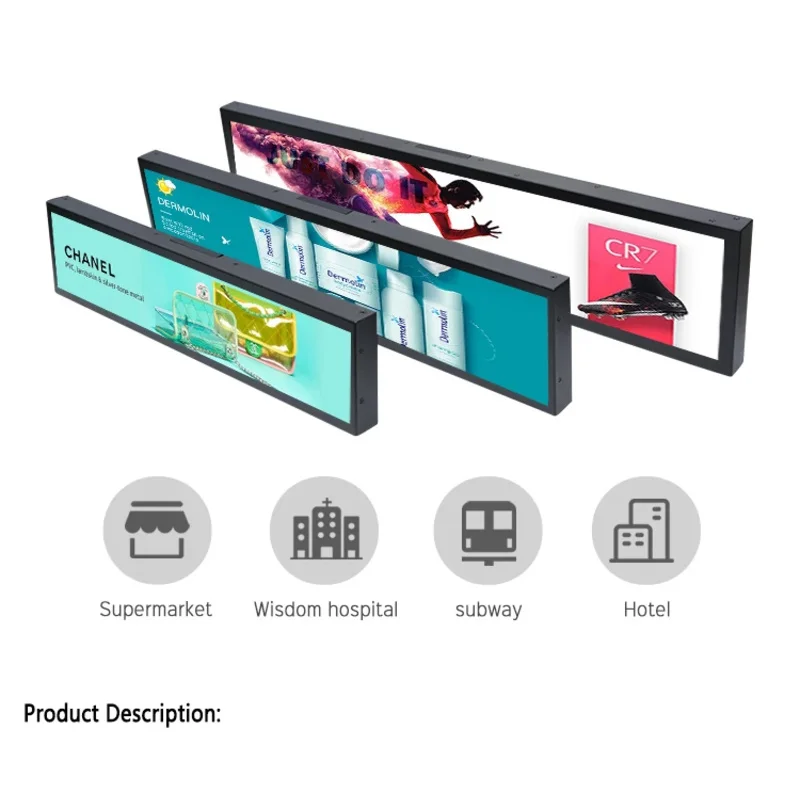 Indoor Android Systeem 49.5 Inch Ultra Breed Gestrekte Bar Lcd-Reclame Display