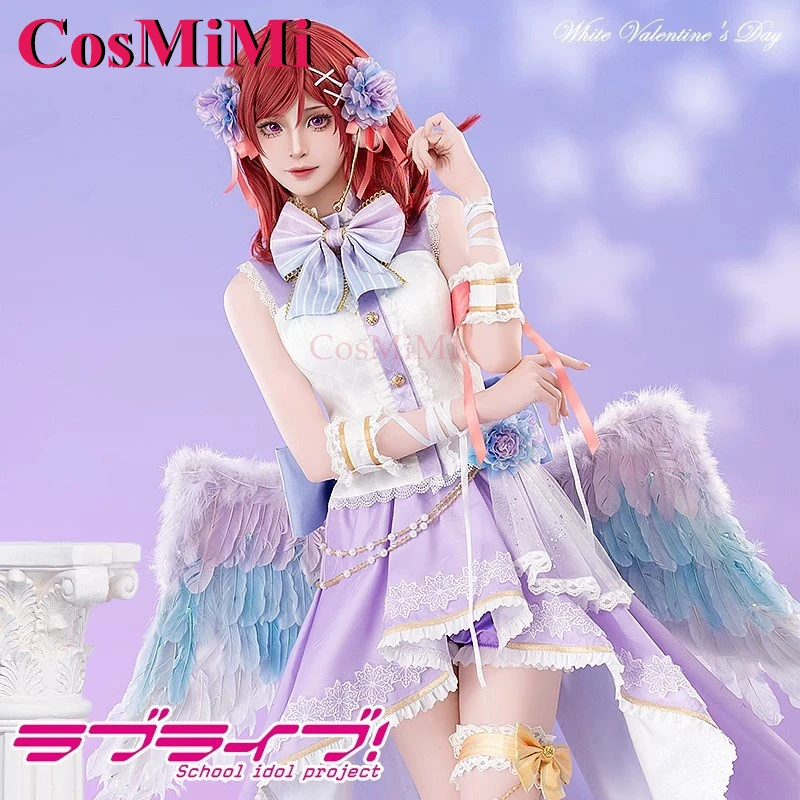 أزياء CosMiMi Anime LoveLive Nishikino Maki التأثيرية فستان أبيض لعيد الحب الملاك الحلو كرنفال ملابس لعب الأدوار