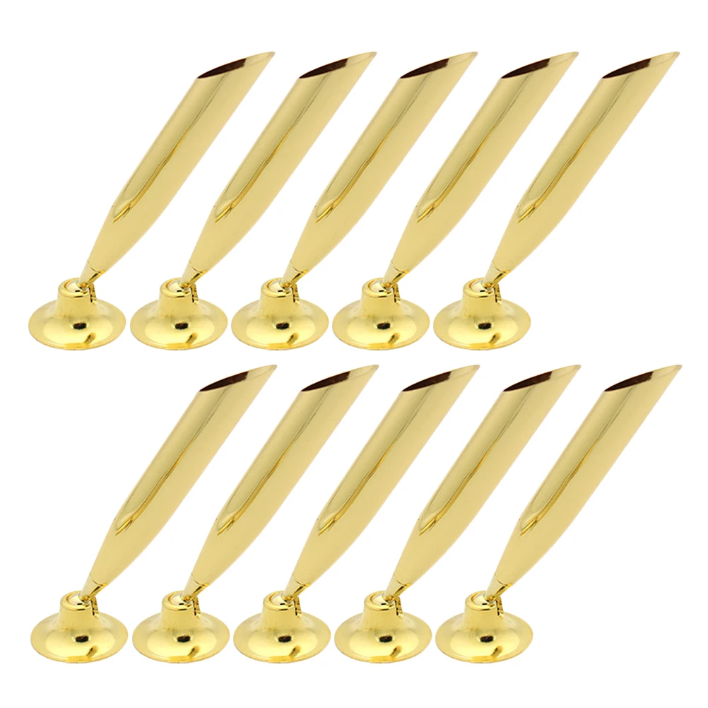 

10 Pcs Metal Pen Holder Single Desktop Stand for Fountain Pens Pencils Office Home Use Glossy Finish Storage ganizer