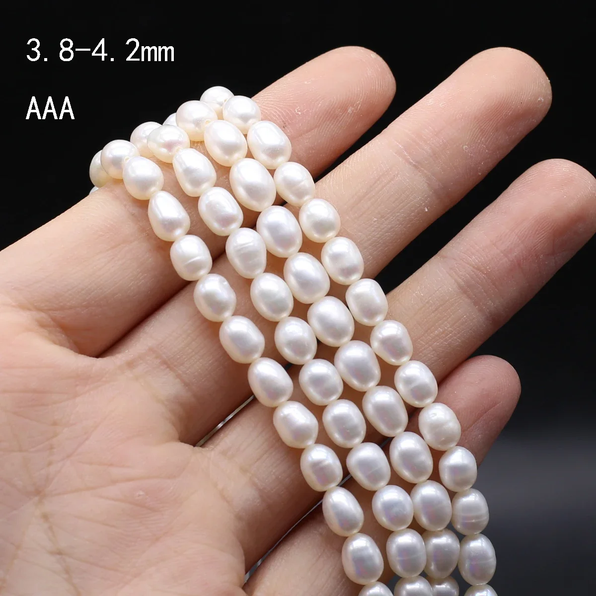 

Natural Freshwater Pearl Beaded AAA 3.8-4.2mm Rice Shape Punch Loose Beads for Make Jewelry DIY Bracelet Necklace Accessories