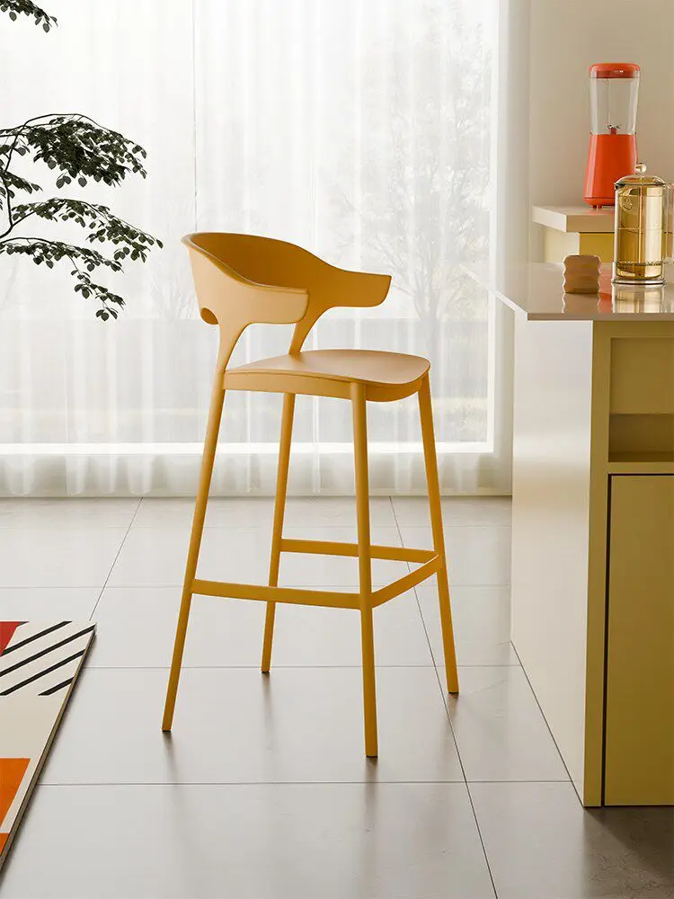 Bar Chair Nordic Plastic Bar Chair Backrest High Stool Outdoor High  Household Stackable Bar