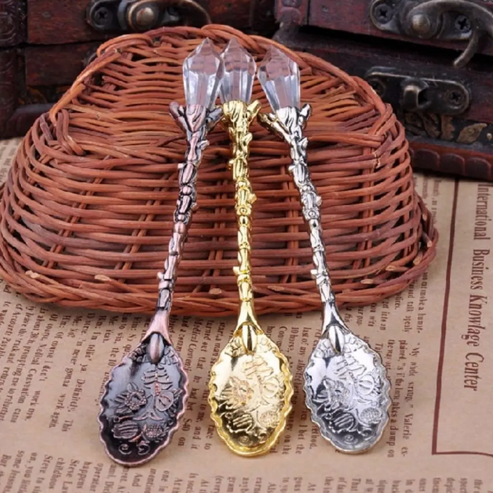 

Vintage Carved Pattern Ice Cream Zinc Alloy Tea Dessert Scoops Dining Bar Kitchen Accessories
