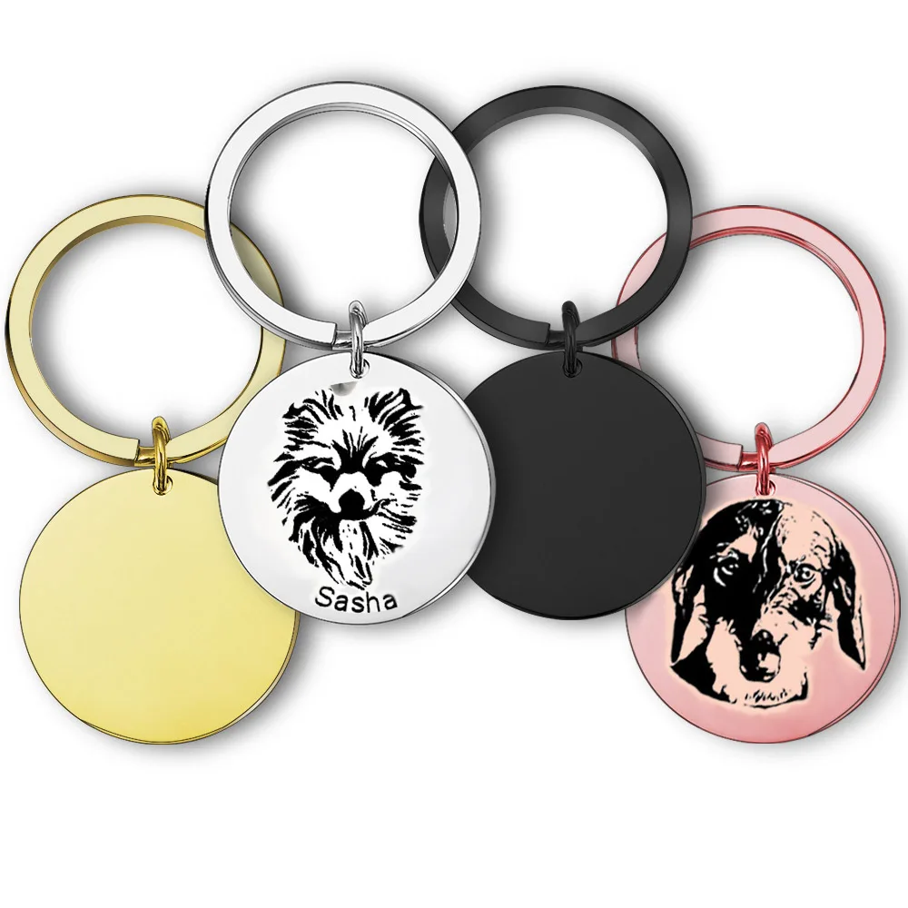 

4 Colors Stainless Steel Round Plate Custom Keychain for Women Men Personalized Name Text Logo ID Tag Key Chain Jewelry Gift