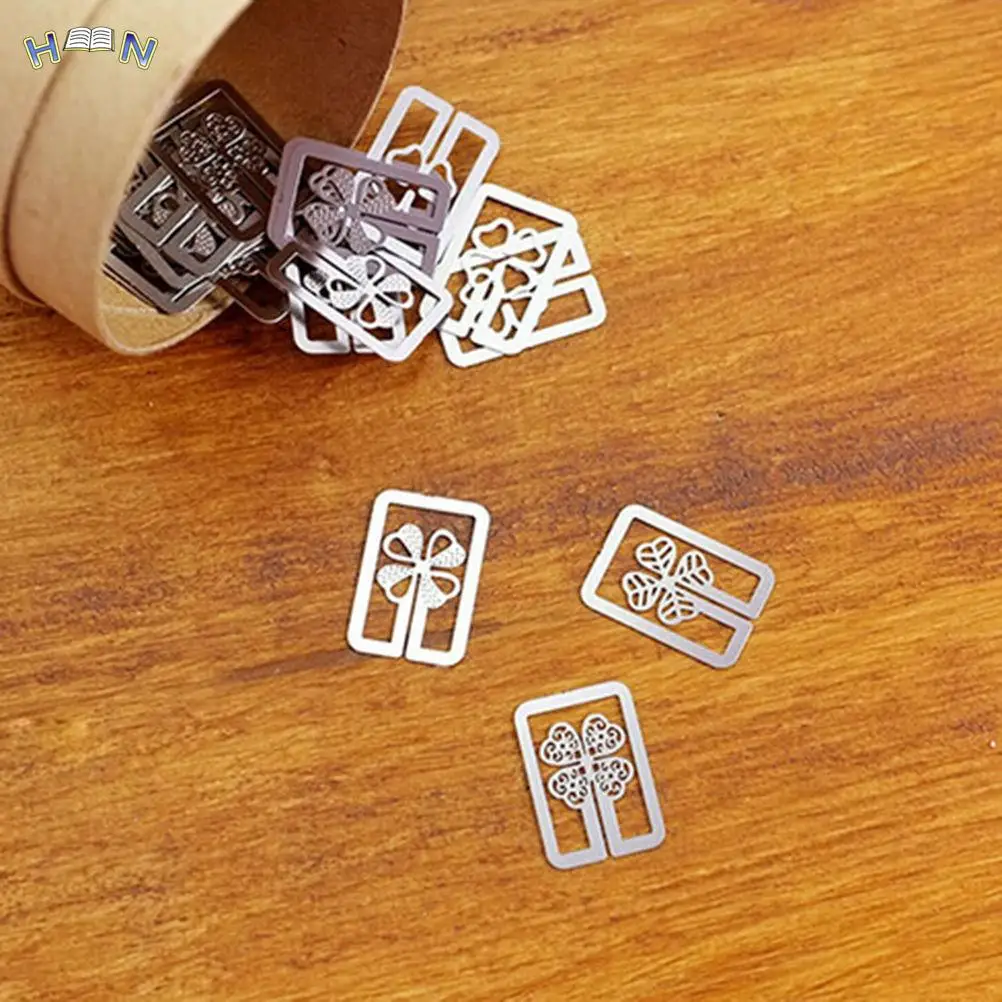 20pcs/lot Mini Metal Bookmark Clips Cute Cartoon Animal Plated Sliver Bookmarks Stationery Gift book line marker Random Style