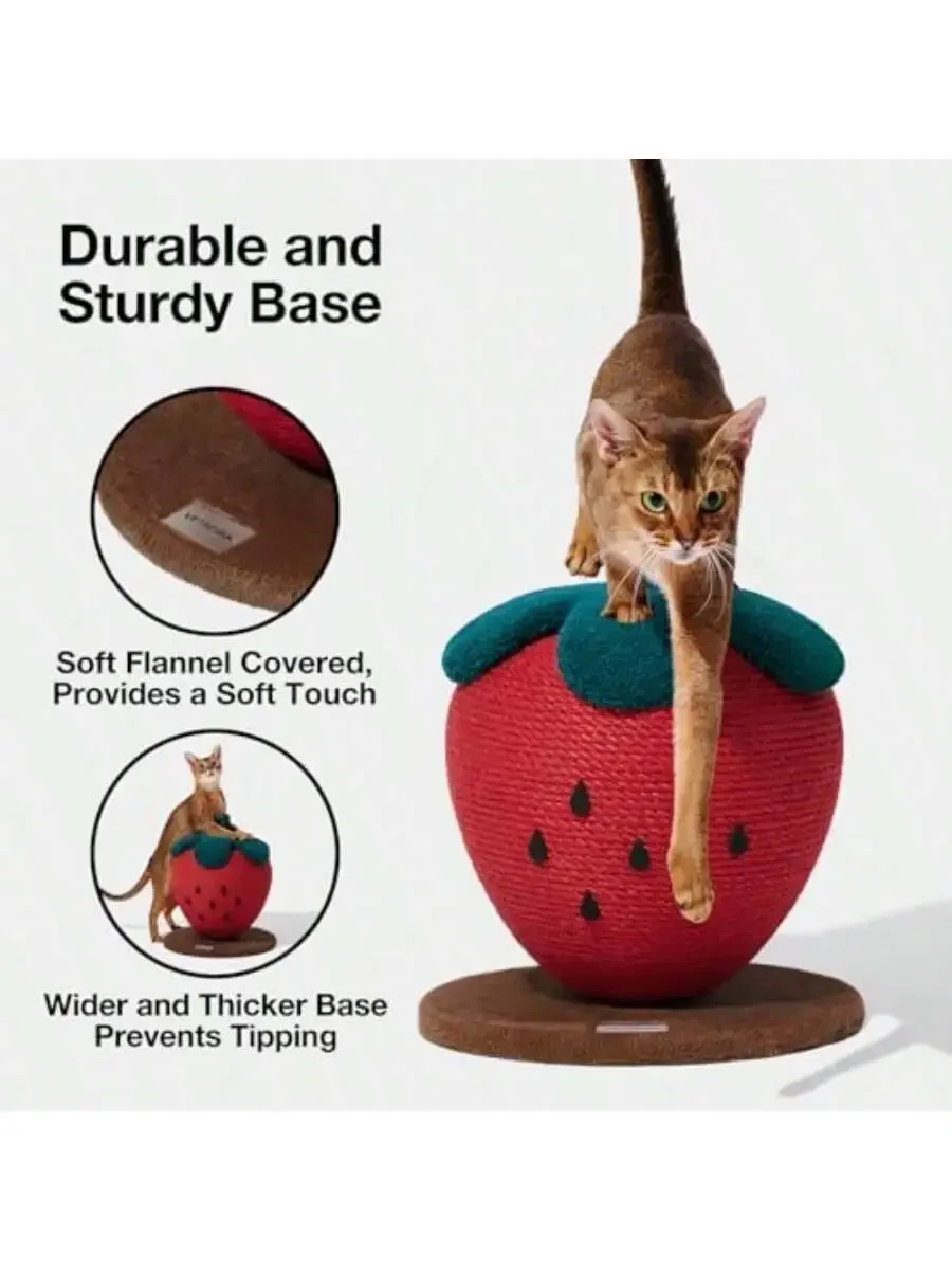 

Strawberry Shaped Cat Scratcher With Sisal Rope And Flannel Base