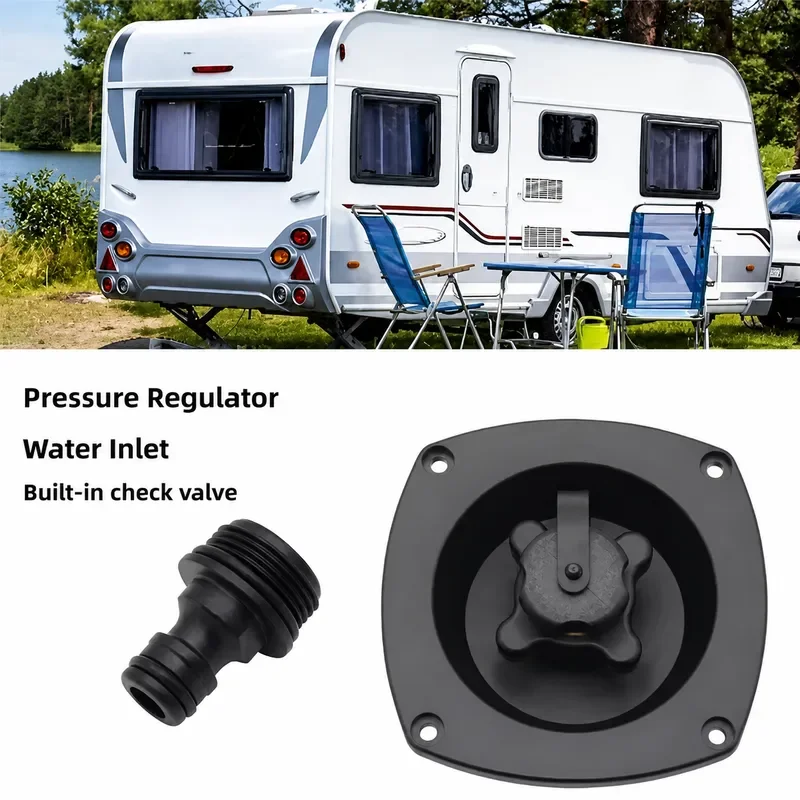 RV Campervan Accessories Water Inlet With Pressure Regulator Quick Connector Filler Entry