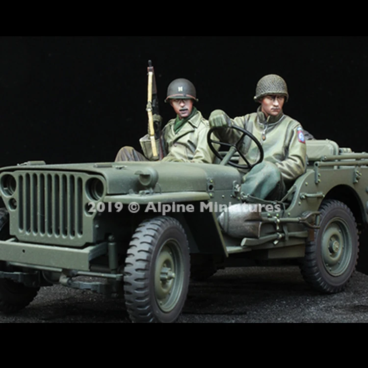 1/35 WW2 US Jeep Crew Set, No jeep, Resin Model Soldier GK, World War II military theme, Unassembled and unpainted kit