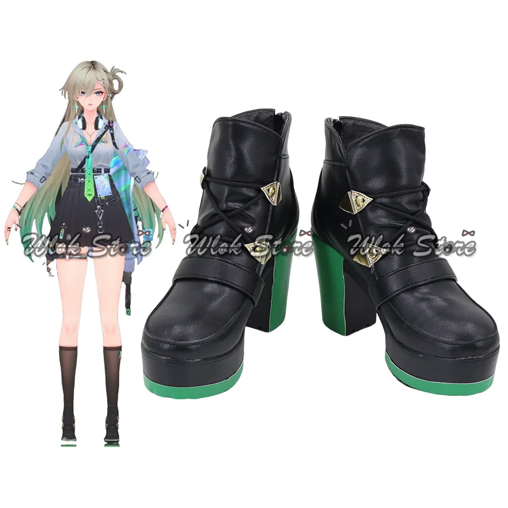 ゲーム荒波の波 LYNAE コスプレ靴ブロックヒールアンクルブーツ男性女性アニメハロウィンカーニバルパーティーロールプレイ靴