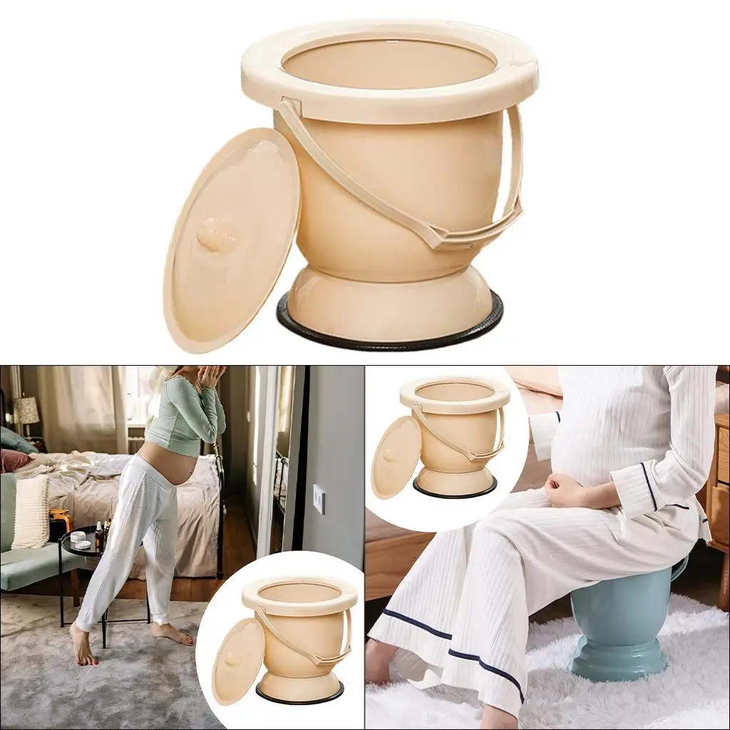 Handheld Spittoon with Lid Portable Urinal Bottle for Bedroom 28x27cm Blue