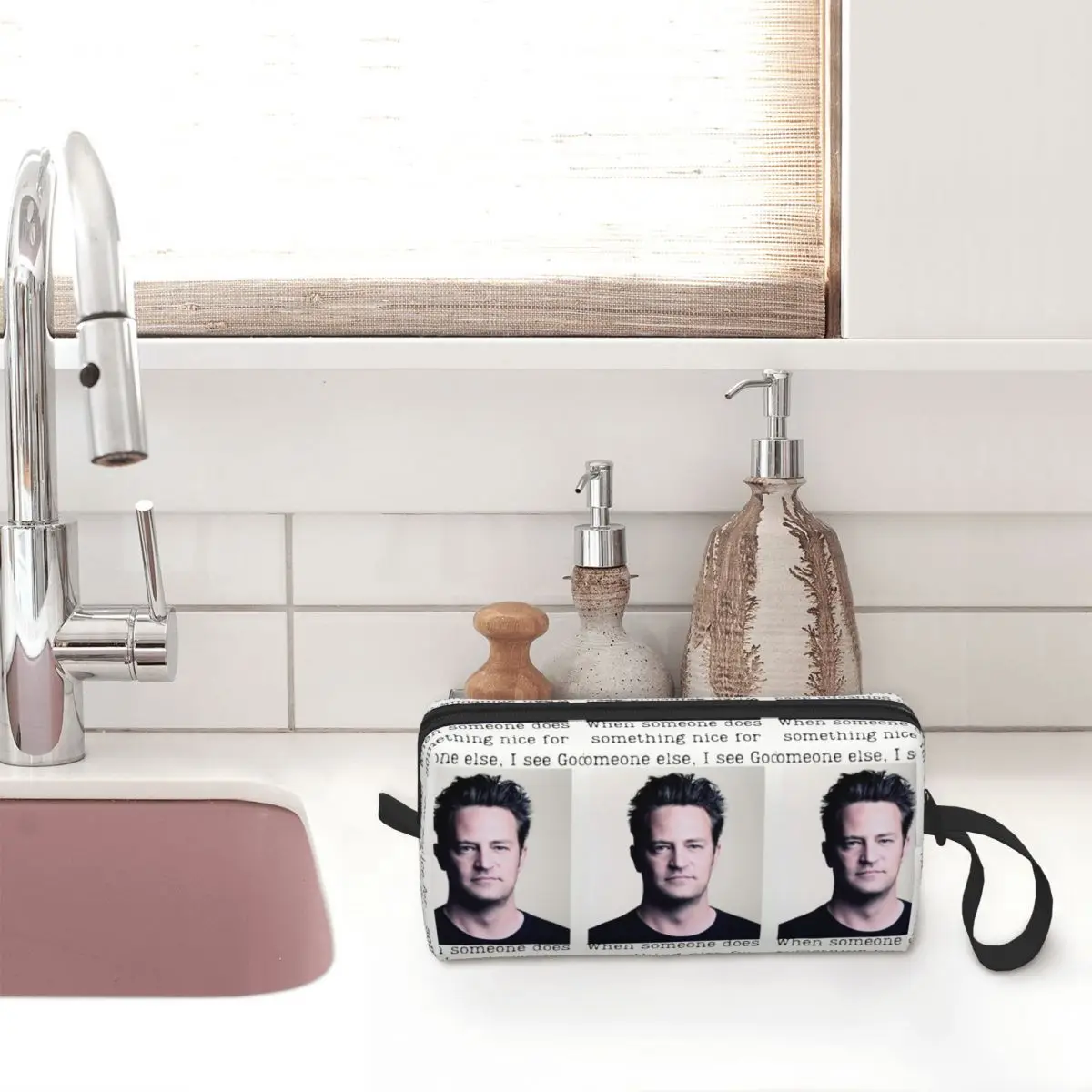 Matthew Perry I See God Makeup Bags Toiletry Cosmetic Bag Trendy Travel Pouch for Purse Storage