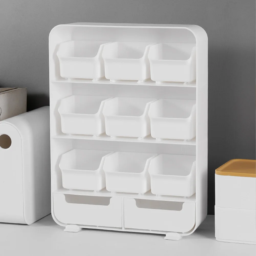 Desk Makeup Organizer Desktop Storage Box With Ample Sliding Drawer Multifunctional Home Storage For Kitchen Bedroom Living Room