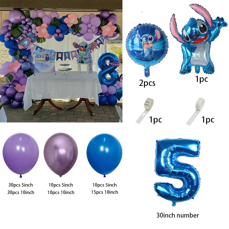 Lilo Stitch Arch Kit Garland Foil Hélio Balão, Brinquedos infláveis, Baby Shower, Decorações de aniversário, Air Globos, 1 Conjunto