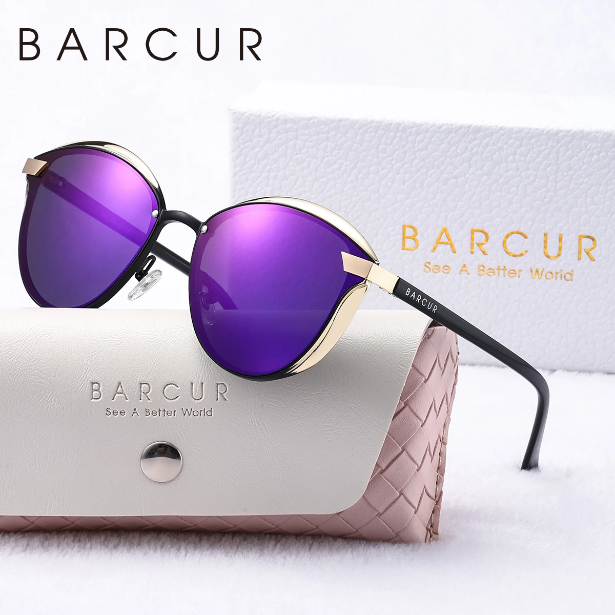 BARCUR Exquisite Sonnenbrille im Urlaubsstil, Katzenaugenrahmen, UV-beständige Modeaccessoires, perfekte Geschenke – Detail 6
