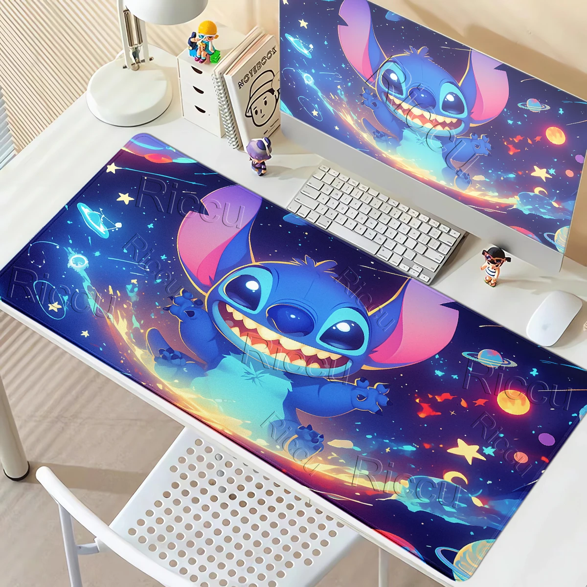 Blue Anime Mouse Pad Kawaii Stitch Gaming Keyboard Extended Anti-slip Cartoon Desk Mat PC Gamer Table Offices Accessories Carpet