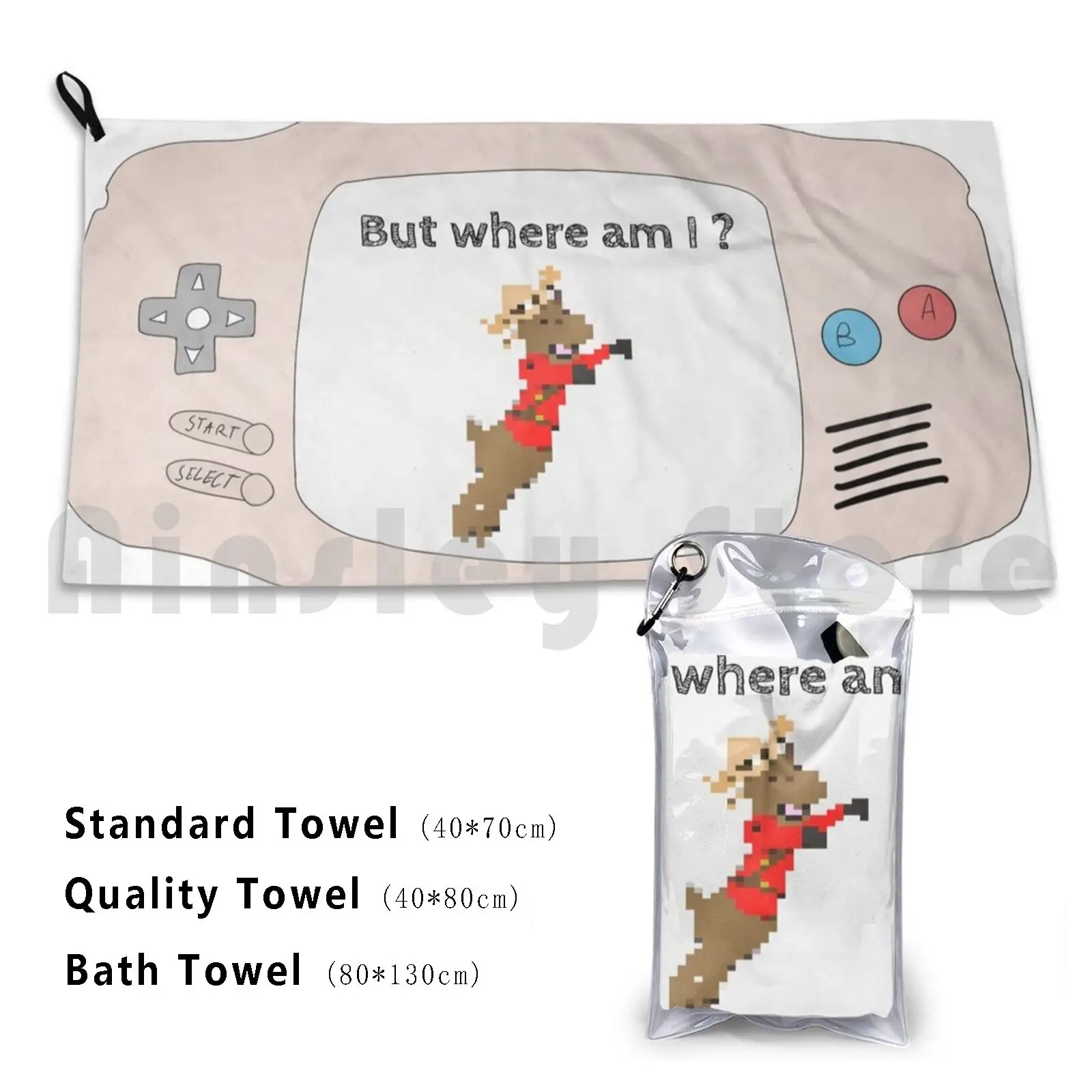 Game Console With A Canadian Mounted Police Deer Bath Towel Beach Cushion Gameboy Game Geek Nerd