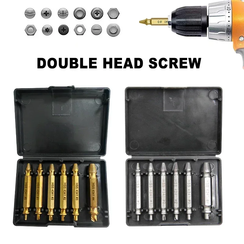 

4/5/6Pcs HSS Extractor Double Head Screw Slide Tooth Removal Screwdriver Bit Set Broken Wire Tool Kit Power Tool Accessory