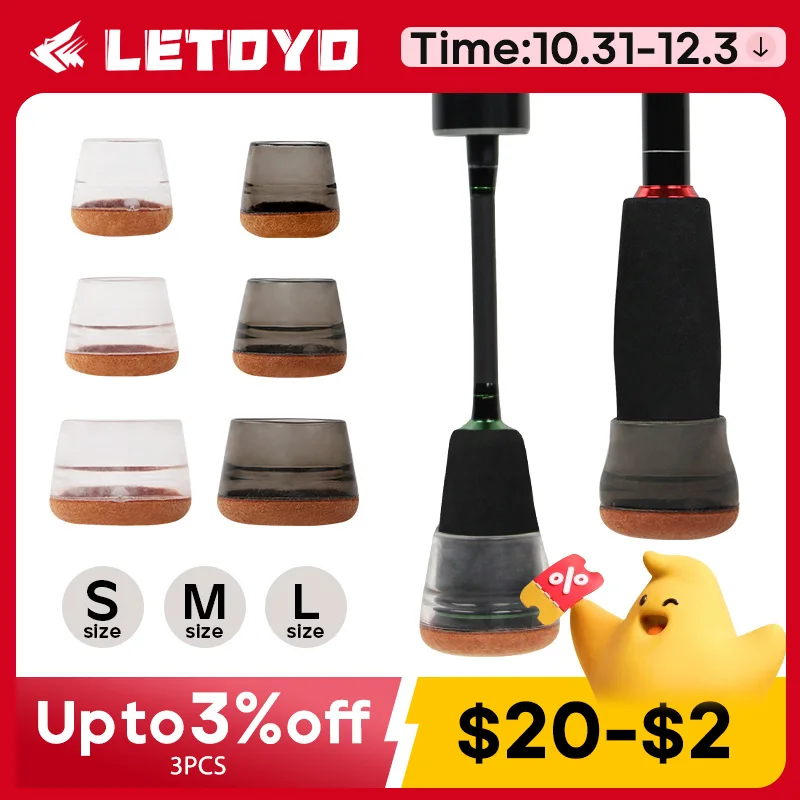 LETOYO felt Fishing Rod End Cap Silicone Fishing Rod Plug Tail Protector Fishing Tackle Accessories Handle Protective Case