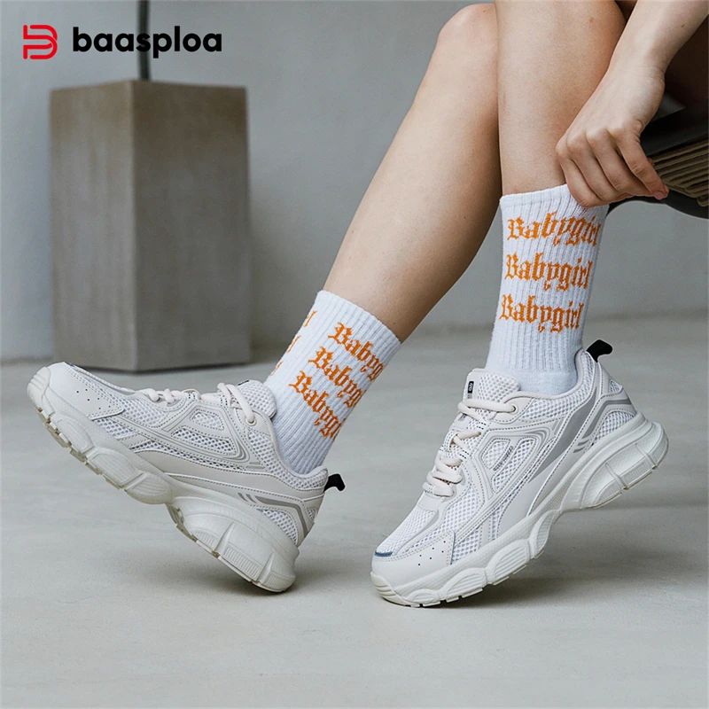 Baasploa ผู้หญิงรองเท้าผ้าใบตาข่ายน้ําหนักเบา Breathable กีฬารองเท้านุ่มสบายรองเท้าสําหรับสตรีลื่นกลางแจ้ง