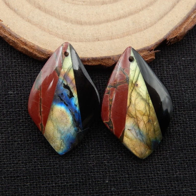 

Labradorite,Multi-Color Picasso jasper intarsia fashion woman Earrings,Trendy Jewelry Women Earrings Accessories,32x22x10mm6g