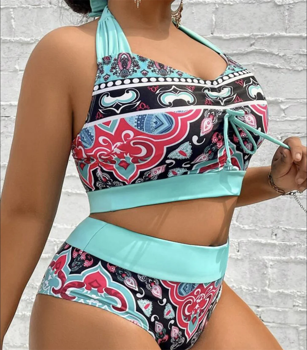 Women's Sexy Bikini Split with Chest Pad without Steel Bra, Slim, Leisure Vacation, BeachSpring, Summer Fashion, Plus Size, 2022