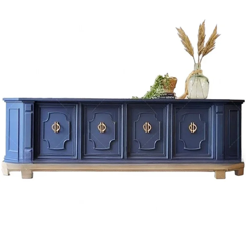 

French retro solid wood porch cabinet American retro TV cabinet household living room decorative cabinet locker