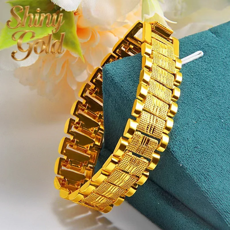 

Мужская цепочка ShinyGold из 24-каратного золота AU999 с машинной гравировкой и декоративным краем | Геометрический минималистичный дизайн, профессиональный для работы.