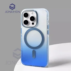 Premium Matte Clear For Magsafe Wireless Charge Case For iPhone 15 14 13 16 17 Pro Max Luxury Gradient Shockproof Magnetic Cover