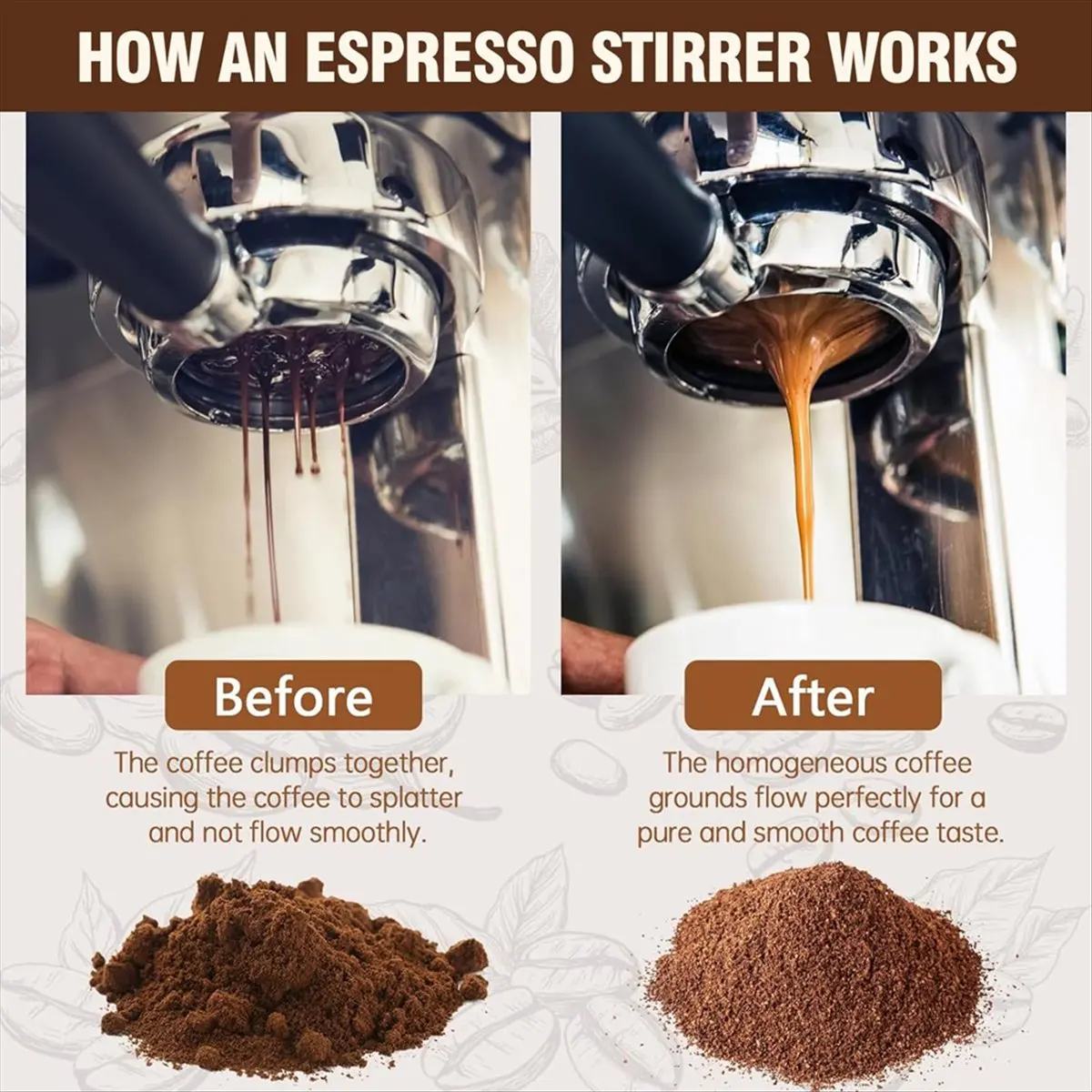 [Greatitem]51mm Espresso Tamper and Stirrer Set, Espresso Coffee Tamper with Flat Spring Loaded Stainless Steel Base