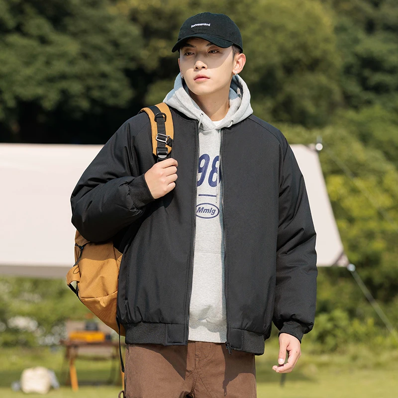 جديد الشتاء الرجال القطن Jaet Thiened الدافئة عادية Faionable ألياف البوليستر 00% البيسبول طوق الطول العادي #4