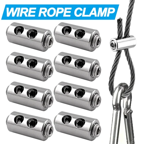 Abrazaderas de cuerda de alambre de 2/3mm, sujetador de Cable de acero inoxidable, tornillo ajustable, Clip de Metal de cobre, accesorio de eslinga, 10 Uds.