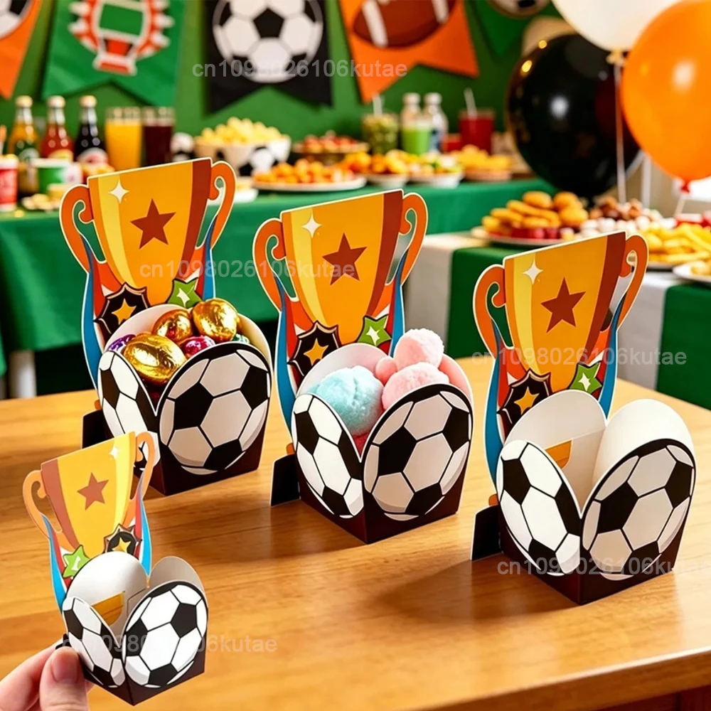 10-50 Stück Cartoon-Fußball-Trophäen-Geschenkverpackungen Kinderparty-Desserttisch Geburtstagszubehör Fußball-Themen-Süßigkeitenbox