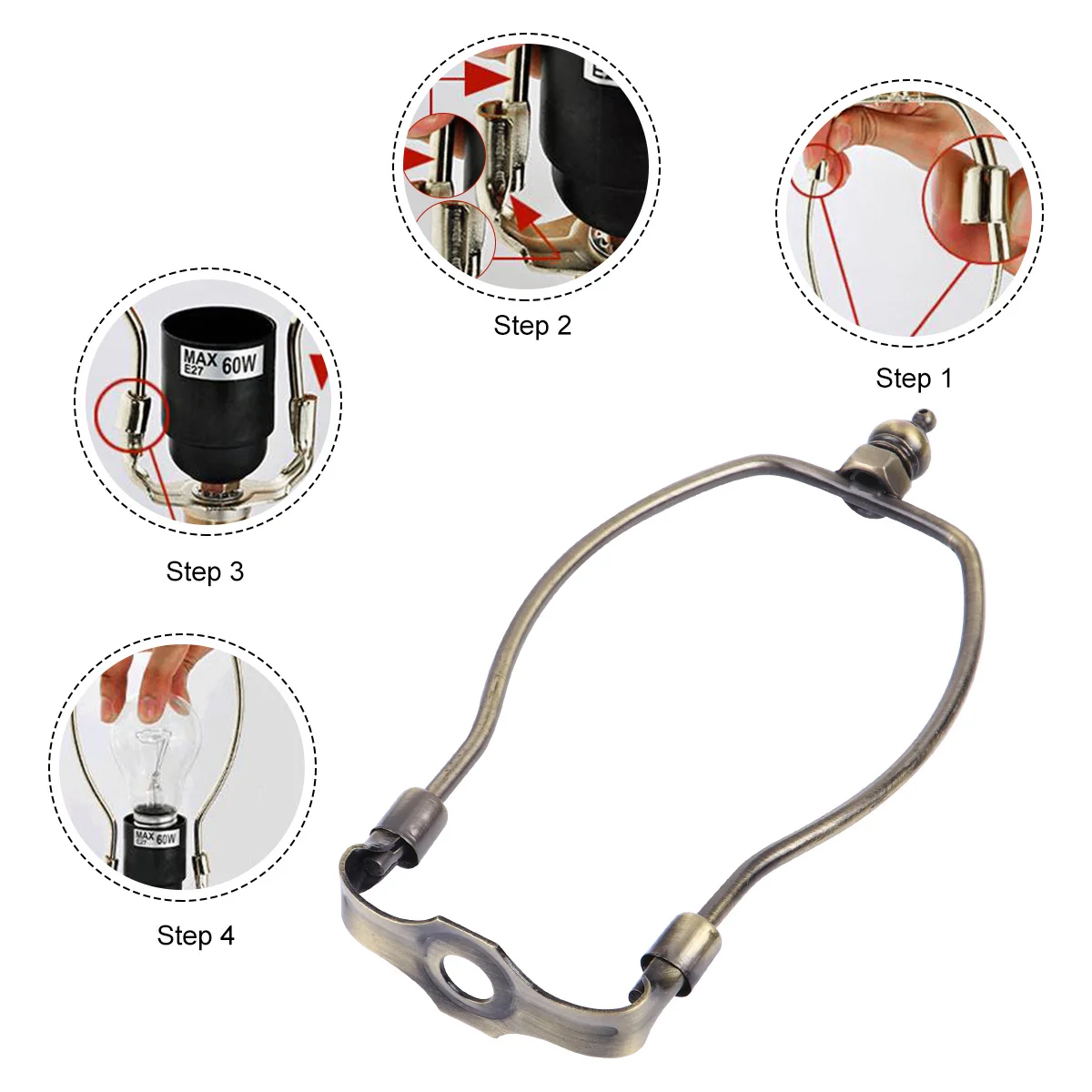 

1Pcs Iron Horn Lamp Frame 6 Inch Bronze Finish 10Mm Bottom Diameter Lampshade Bracket for Table Floor Lamp Lighting Fixture