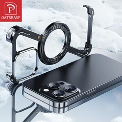 Oatsbasf z-form metall magsafe telefon hülle für iphone15/16 pro/16 pro max telefon schutzhülle stoßstange mit 360 ° drehung halter